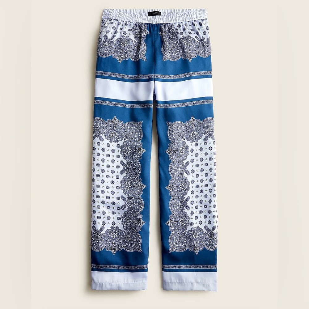 J Crew scarf border print pull on cropped pants BNWT sz 4 women’s